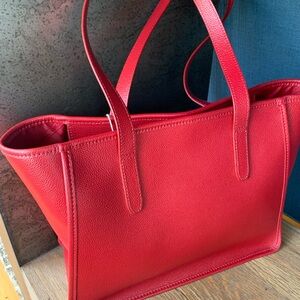 Lonchamp Le Foulonne shoulder tote red